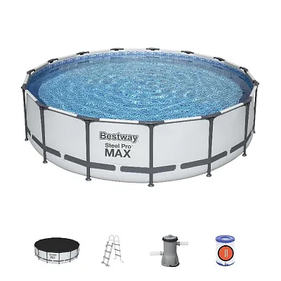 Бассейн каркасный Steel Pro Max 427 х 122 (фильтр- насос , лестница, тент) Bestway